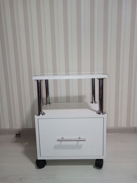 Тележка косметологическая 300x400x550 мм з ящиком, Белая А40 фото