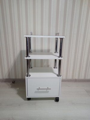 Тележка косметологическая 300x400x765 мм с ящиком и ручками белая А37 фото